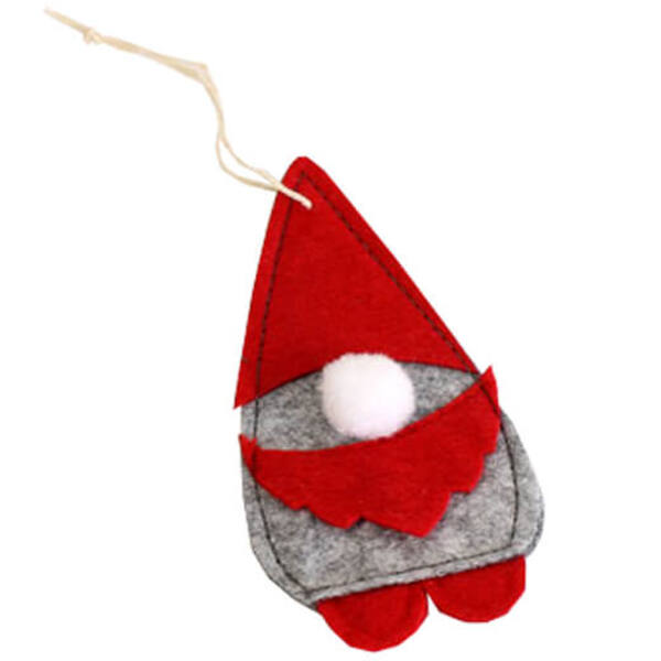 Decoratie kabouter op hanger vilt rood/grijs 10x5 cm
