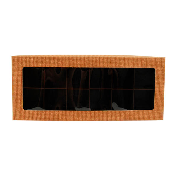 Bonbondozen bodem en deksel met venster 12-vaks 'Napura Kazar Teak' donkerbruin 132x132x23 mm