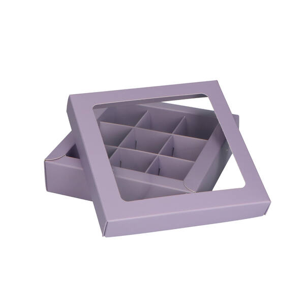 Bonbondozen 9-vaks 105x105x30 mm mat lila (binnen)