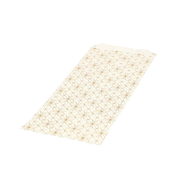 Bonbonzakjes 2 ons gestreken kraft goud/wit 120x170 mm