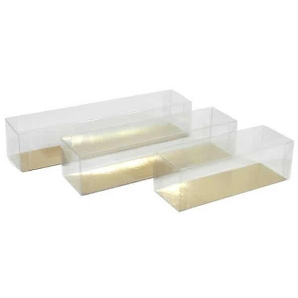 Blisters PVC bodem met deksel transparant met goudkarton 135x45x45 mm