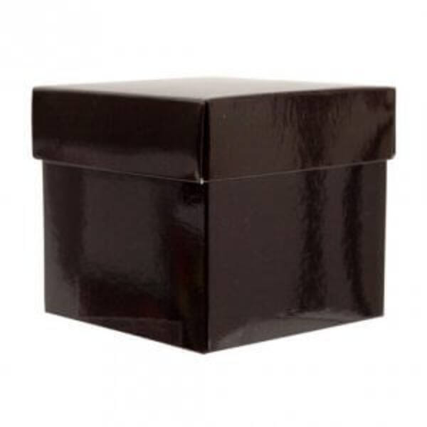 CubeBox® donkerbruin met deksel, goudkarton bodem (diverse maten)