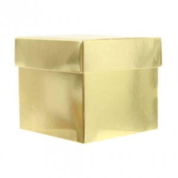 CubeBox® glans goud met deksel, goudkarton bodem (diverse maten)