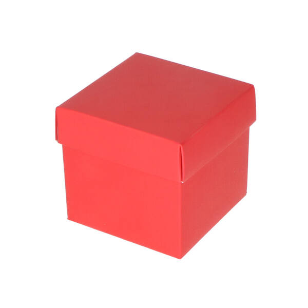 CubeBox® licht rood met deksel, goudkarton bodem (diverse maten)