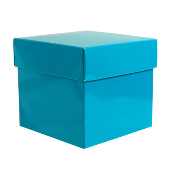 CubeBox® aqua met deksel en goudkarton bodem (diverse maten)