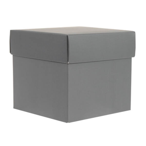 CubeBox® antraciet grijs met deksel, goudkarton bodem 
