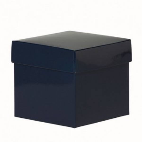 CubeBox® marineblauw met deksel, goud/zilver karton bodem (diverse maten)