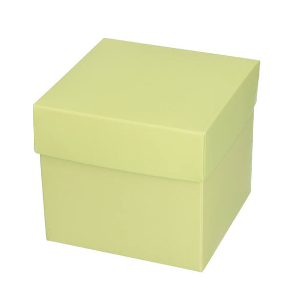 CubeBox® pastel groen met deksel, goudkarton bodem (diverse maten)