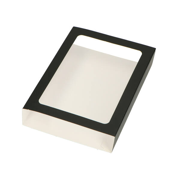 Chocoladeletterdozen GK1 sleeve met venster mat zwart 154x115x32 mm