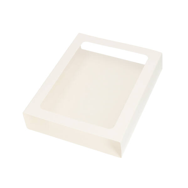 Chocoladeletterdozen GK1 sleeve met venster glanzend wit 154x114x32 mm
