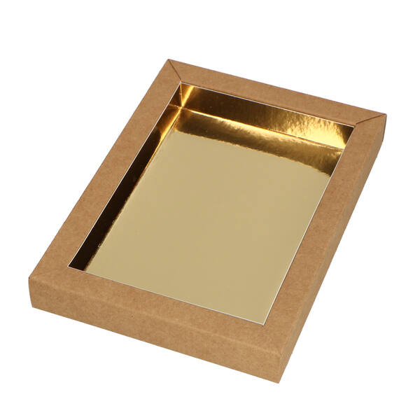 Chocoladeletterdozen GK7 bodem kraft met gouden inlay 175x120x25 mm