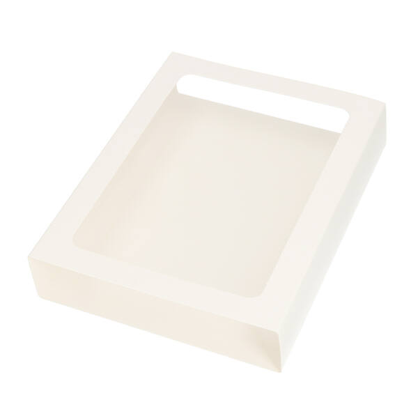Chocoladeletterdozen GK7 sleeve met venster glanzend wit 207x151x34 mm