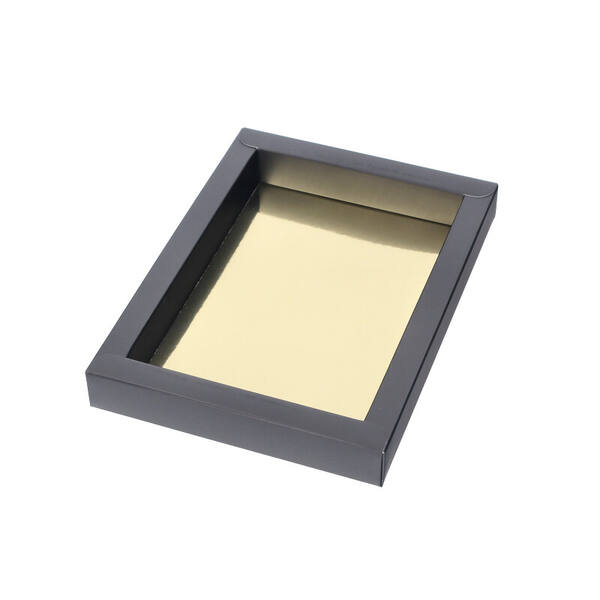 Chocoladeletterdozen GK7 bodem mat zwart met gouden inlay 177x123x25 mm FSC