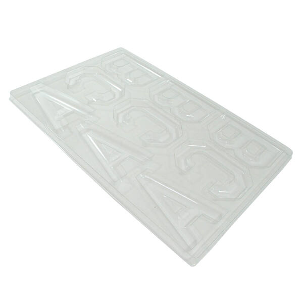 Chocolade mall 9-vaks alfabet A-B-C PET plaat 595x395 mm