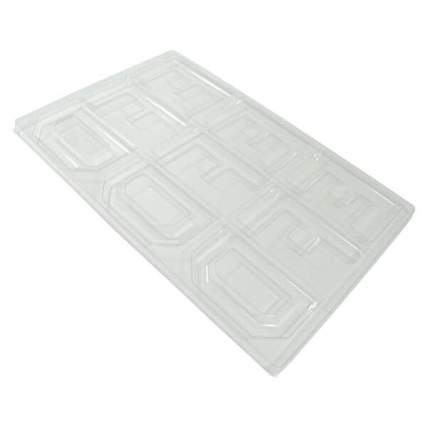 Chocolade mall 9-vaks alfabet D-E-F PET plaat 595x395 mm