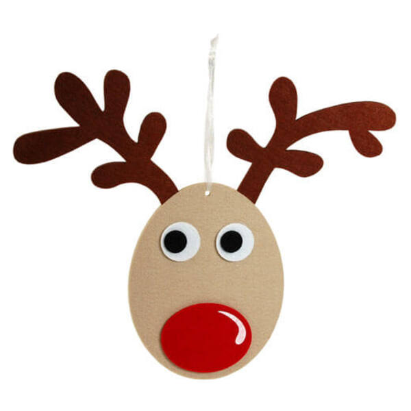 Decoratie hanger Rudolf Rednose beige 370x360 mm