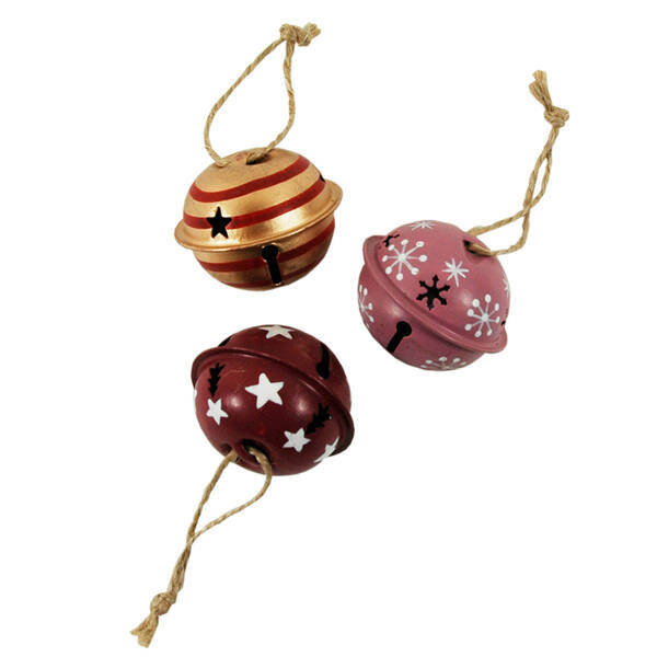 Kerstbelletjes rose metaal 40 mm 3 variaties