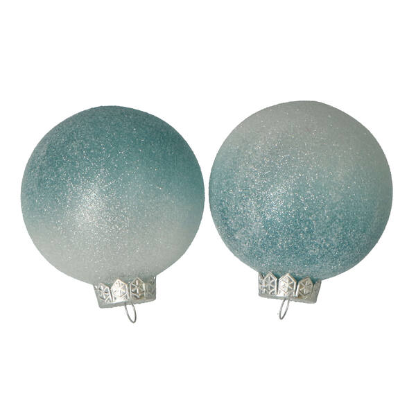 Kerstbal plastic glitter blauw ø 80 mm (025753) per 12 stuks