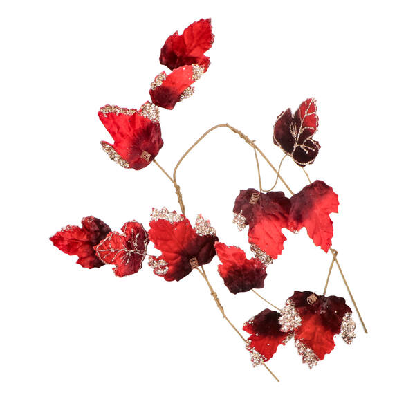 Guirlande pes blad fluweel rood 120 cm (1 st)/610995