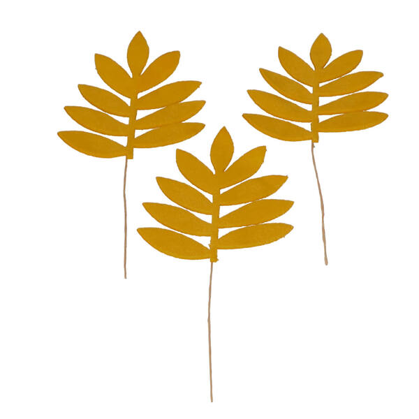 Steker velvet leaves okergeel 120x40 mm (938-025-11-15) per 6 stuks