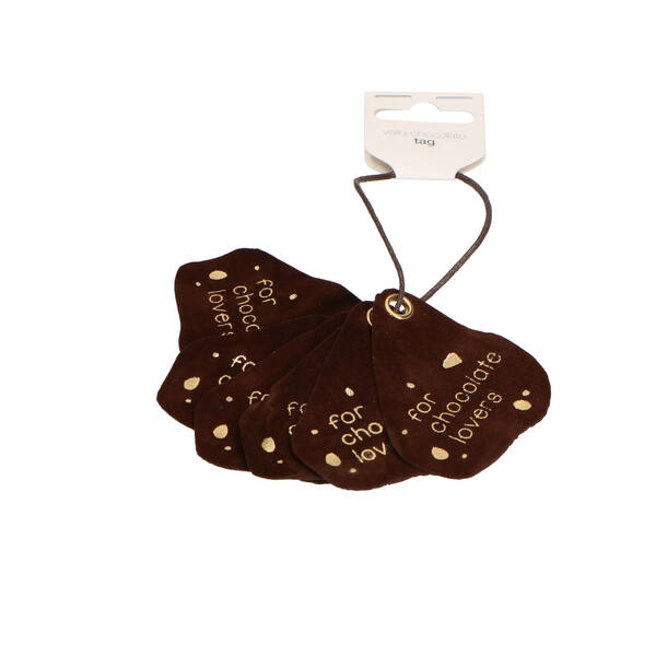 Tags 'vellu chocolate' bruin 75x60 mm per 6 stuks