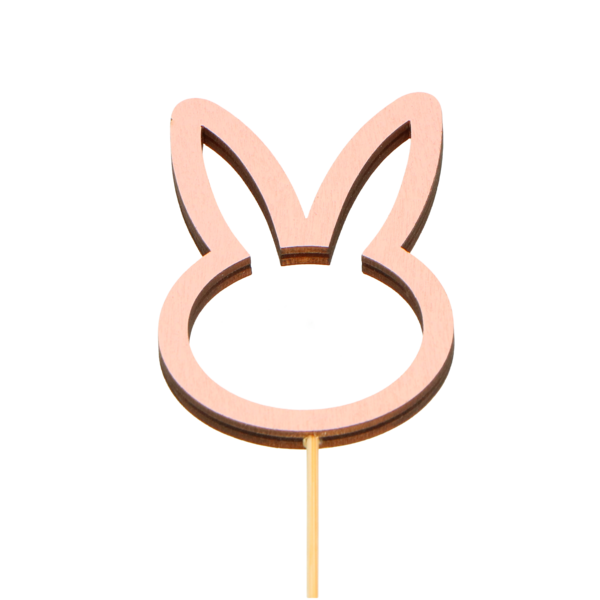Houten stick roze 'Rabbit Head' 50x85 mm 23288-085-124 per 8 stuks