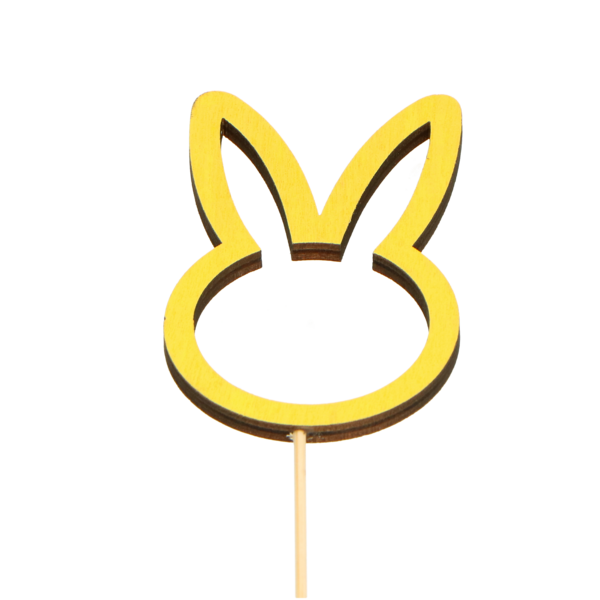 Houten stick geel 'Rabbit Head' 50x85 mm 23288-085-911 per 8 stuks