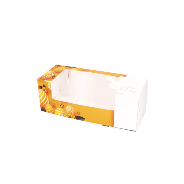 Gebaksdozen met venster (DLV) en rillijn 'Easter Surprise' 250x100x90 mm 6P/4P FSC