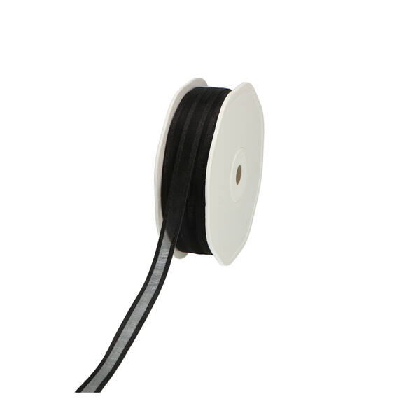 Lint organza satin edge zwart 10 mm x 50 m/8.OSE17.09