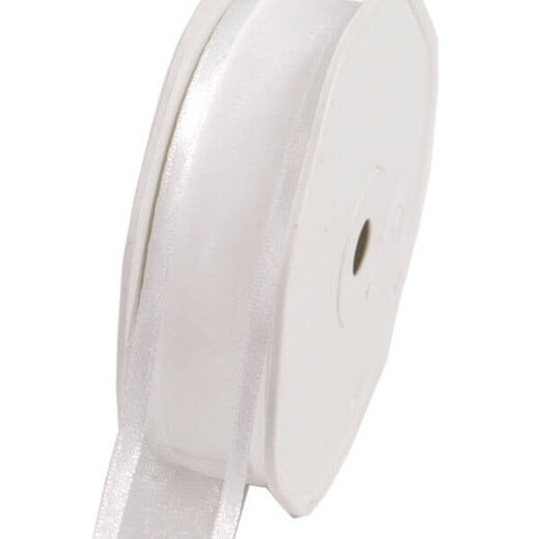 Lint organza satin edge wit 25 mm x 25 m