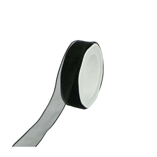 Lint organza zwart met draad 25 mm x20 m 8.WOWE.26.09