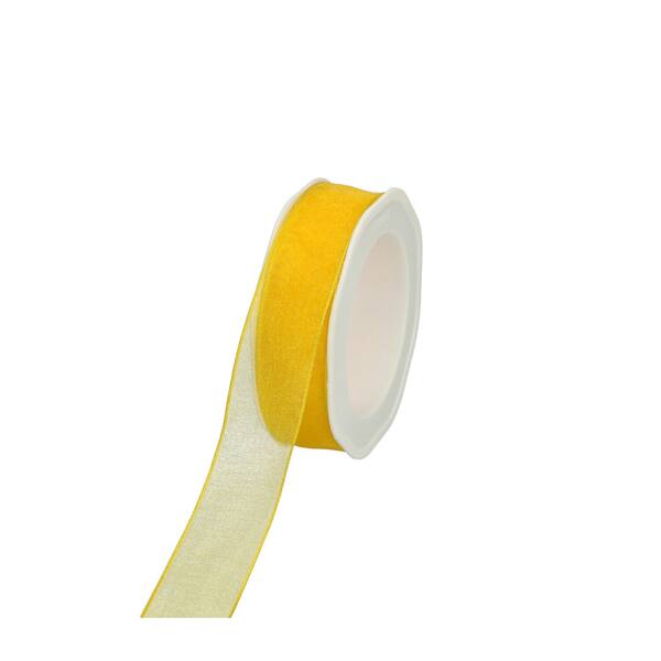 Lint organza geel met draad 25 mm x20 m 8.WOWE26-15