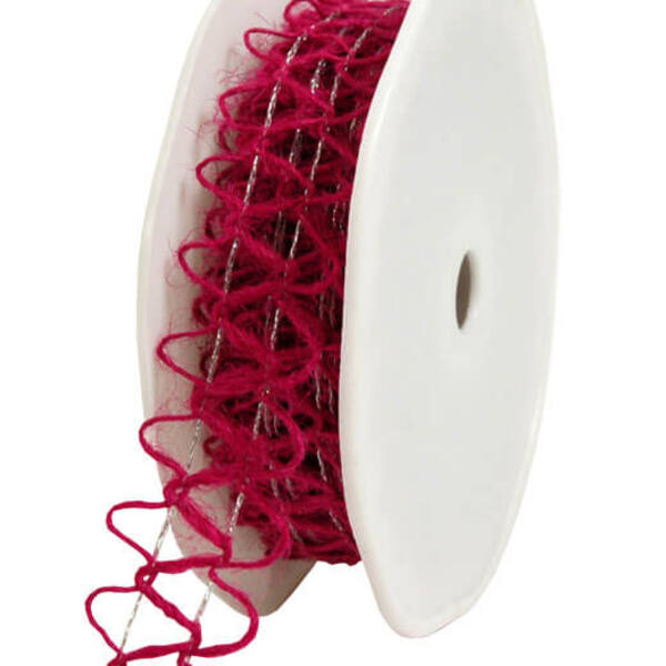Lint jute met draad fuchsia 25 mm x10 m