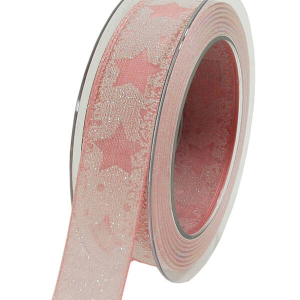Lint sterren roze 25 mm x15 m x983.025.22.0015