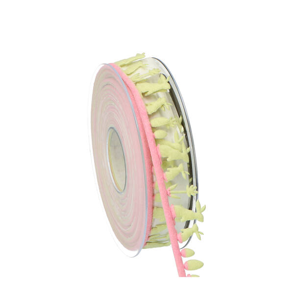 Koord met haasjes roze/groen 25 mm x10 m 322a.025.543.0005