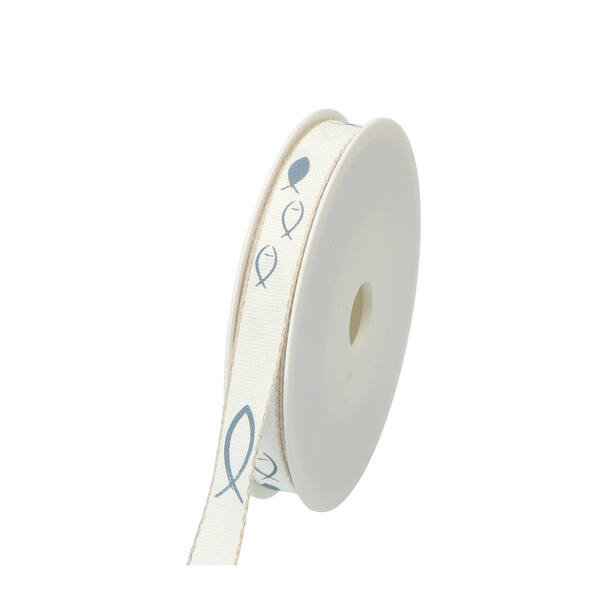 Lint naturel wit met visje 15 mm x20 m 159 015 11 20