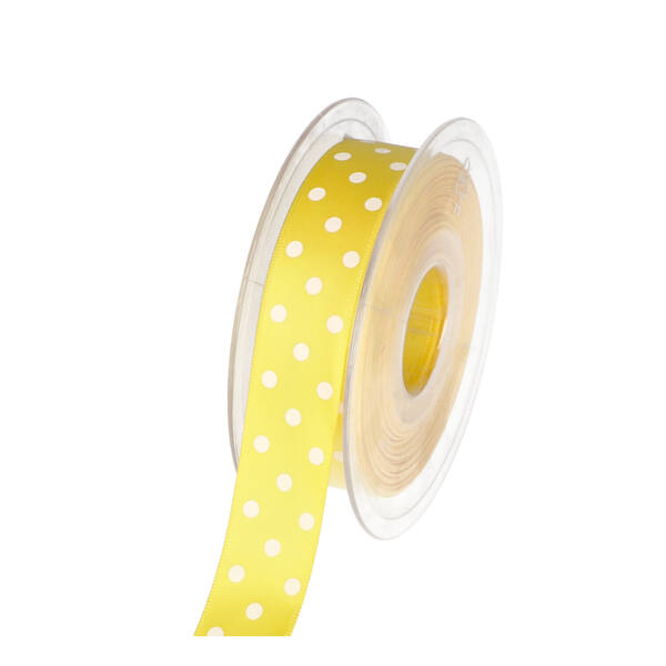 Lint geel wit met dots 23 mm x20 m