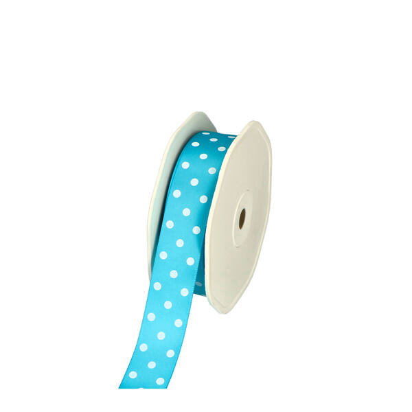 Lint aqua wit met dots 23 mm x20 m