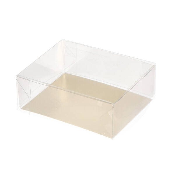 Bonbondozen micadoos transparant met bodem goud 77x60x30/30 mm