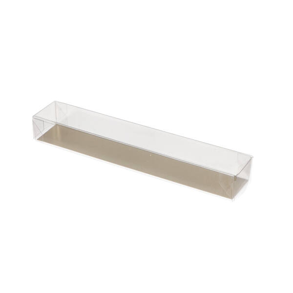 Bonbondozen micadoos transparant R-PET bodem/deksel met bodem goud 180x30x23/23 mm