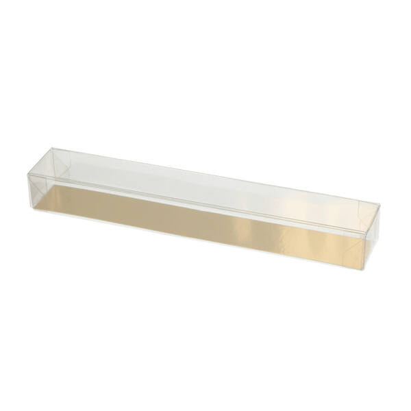 Bonbondozen micadoos transparant met bodem goud 200x30x25 mm
