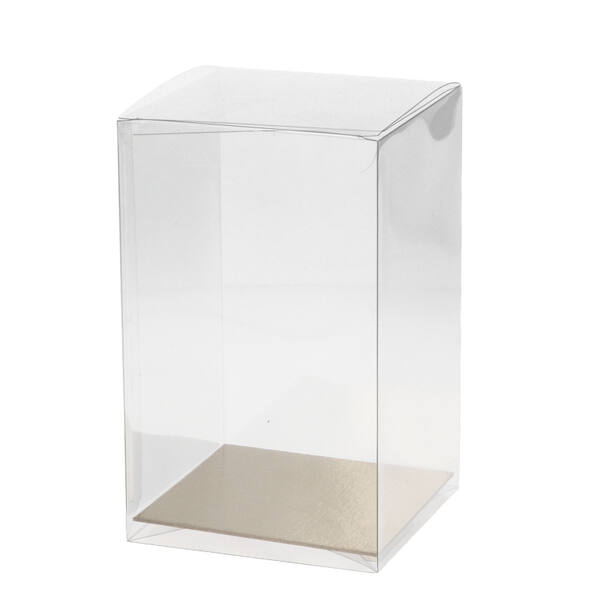 Presentatiebox transparant met bodem goud 110x110x180 mm