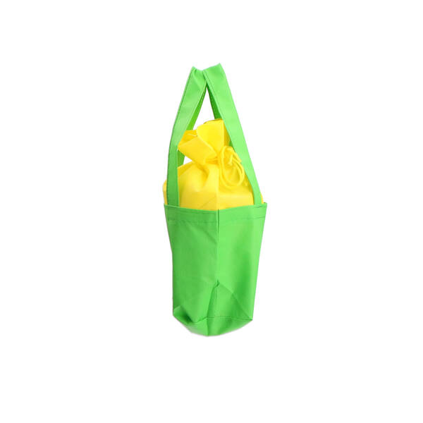 Draagtassen non woven voor paasei klein apple groen/geel 200x100x240 mm