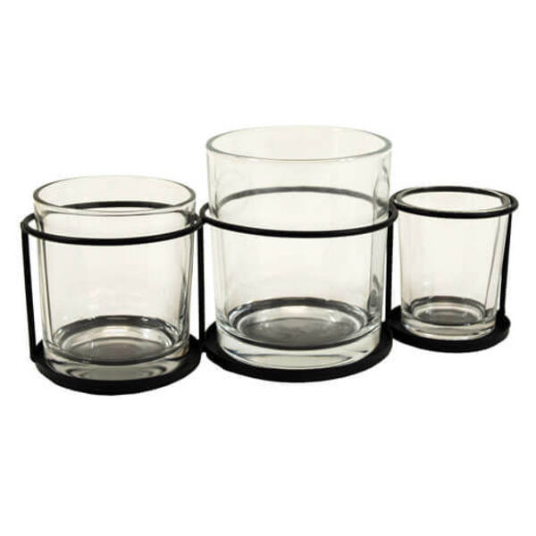 Rekje metaal met 3 glaasjes 100x90x240 mm