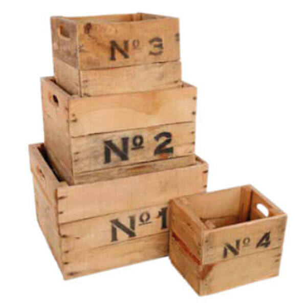 Kratjes 4 formaten met tekst 1 t/m 4 naturel per 4 stuks