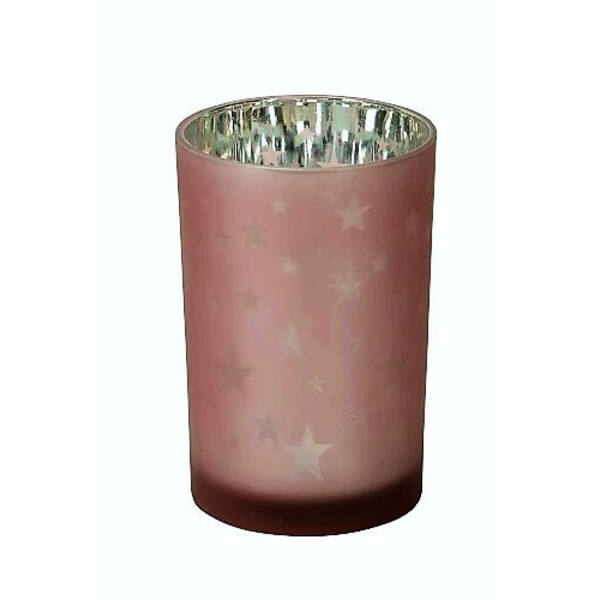 Windlicht roze ster 100x125 mm per 4 stuks