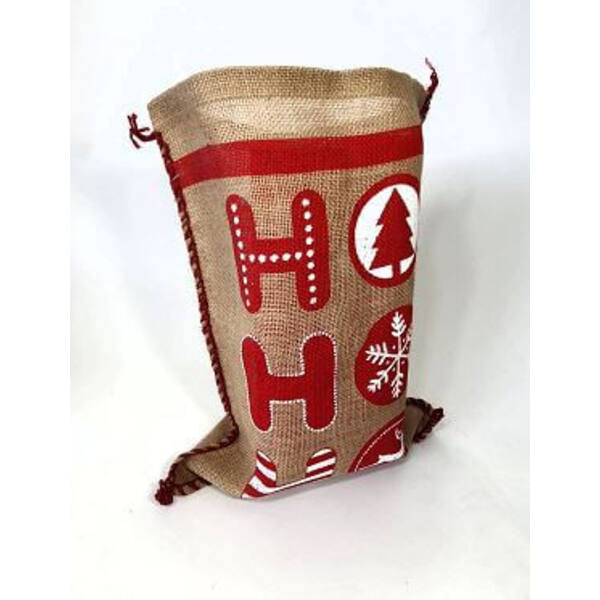 Jute zak 'HO HO HO' 85x55 cm (3410XG) per 6 stuks